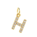 Elegant gold-plated letter H pendant charm with micro-pave cubic zirconia crystals - Letter H Pendant / Gold