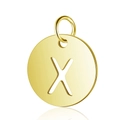 Pendentif rond doré en acier inoxydable lettre X pour création de bijoux DIY - Or Lettre Creuse X (T514G-X)