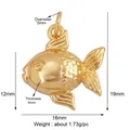 Pendentif poisson en laiton doré 19mm x 16mm avec écailles détaillées et fini poli - K640609-Gold Goldfish