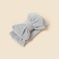 Close-up of a soft grey corduroy baby headband with a large textured bow detail - 18.5*8.5cm / Light Gray