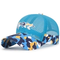 Gorra de béisbol transpirable para niños con malla de camuflaje azul y bordado de verano - Ajustable (Niños Pequeños/Medianos) / Azul Lago