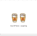 Detailed view of autumn pumpkin coffee cup earrings with 10x16mm size specifications - Cup A200