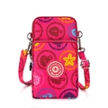 Multi-functional rose pink crossbody phone bag with floral patterns and adjustable strap - Red Mushroom