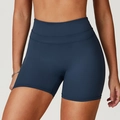 Short de yoga bleu marine à taille haute avec triple couture pour fitness et sport - Bleu Marine