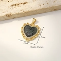 Gold-plated heart pendant with shell carving and crystal borders, 2.4cm x 2.1cm size - Lace Heart Mother and Child (Black Shell)