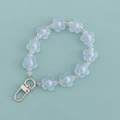 Light blue matte flower beaded wrist strap with metal spring clasp for bags and keys - Light Blue Frosted Flower Style (B340-3)