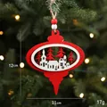 Decorazione natalizia in legno intagliato con villaggio innevato in rosso e bianco - Stile Ovale Rosso