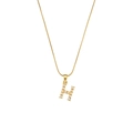 Gold snake chain necklace featuring a white pearl-inlaid letter H pendant for women - Letter H