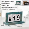 Calendrier de bureau en bois bleu nordique avec anneaux métalliques et grain de bois - Calendrier à Feuilles Mobiles - Bleu (Assemblé)