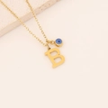 Golden stainless steel necklace with letter B pendant and blue evil eye charm - Letter B