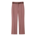 Damen-Stoffhose mit geradem Bein in Altrosa inklusive dunkelbraunem Kunstleder-Gürtel - XS / Unterteile / Pfirsich