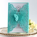 Tiffany blue laser cut butterfly wedding invitation set with white insert card - Tiffany Blue