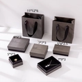 Chic dark grey and black matte jewelry gift boxes and paper bags with satin handles - 5×5×3cm / Grey Black