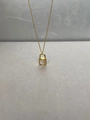 Korean style 925 sterling silver key lock necklace with white shell pendant in gold finish - Gold