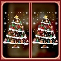 Christmas tree window sticker set featuring Santa and reindeer for holiday decoration - Collage Christmas Tree 2 Piece Set (HL-097)