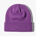 Deep purple knitted beanie with thick folded cuff for winter warmth and fashion - One Size / Inner Purple
