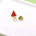 Cute watermelon enamel pin badge with red pulp and gold trim for bags and clothing - Watermelon (CZ0565)