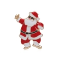 Men's Christmas Santa Claus brooch pin in gold-plated alloy with red and white enamel - Gold Thumbs Up Santa