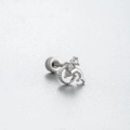 Polished silver dolphin stud earring with zircon accents on textured background - Dolphin Zirconia Style (A114-2#)