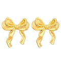 Orecchini a perno in acciaio inossidabile dorato a forma di fiocco su sfondo bianco - Fiocco Concavo (3728) / Oro 18k