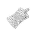 Macro shot of silver square pendant with embossed texture and a sparkling heart center - Platinum with White Zirconia Heart Pendant