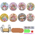 Easter themed DIY diamond painting coaster set with gnomes and rabbits in 5D acrylic - Easter Bunny (SBD014)