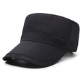 Casquette militaire noire à séchage rapide avec mesh respirant et broderie sport pour le soleil - Réglable / Noir