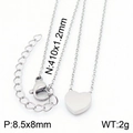 Silver stainless steel heart pendant necklace with 410mm chain and 2g lightweight design - Steel Necklace (KN233764-K)