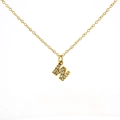 Gold stainless steel necklace featuring a sparkling rhinestone-encrusted letter W pendant - Gold Letter W