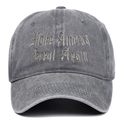 Casquette de baseball en denim délavé gris avec broderie Make America Great Again - Gris