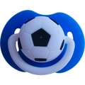 Funny baby pacifier with soccer ball design and blue breathable guard shield - All Silicone Ball Pacifier / Dark Blue