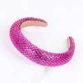 Baroque padded headband with vibrant rose red rhinestones on a clean white display - Fuschia
