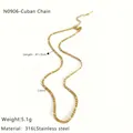 Detail of 2.8mm 316L stainless steel gold Cuban chain necklace with length parameters - Golden Cuban Chain