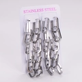 Polierte silberne U-förmige Edelstahl-Gliederkettenohrringe im Display-Karten-Set - 15.5*30mm / Stahlfarbe