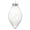 Transparent teardrop-shaped glass Christmas ornament with a silver metal hook hanger - 6.5*13.5cm Oval Transparent Ball