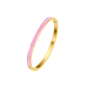 Close-up of pink enamel inlay on 3mm gold-plated titanium steel hinged bangle bracelet - 5mm / Gold Pink