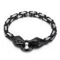 Pulsera bizantina de acero de titanio con cierre detallado de doble cabeza de serpiente - Bicolor Negro / 21.5cm