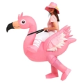 Pink inflatable flamingo costume for adults with sun hat and legs for fun parties - Children Riding Pink Flamingos / One Size