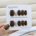 Handmade brown cat eye and metallic silver press-on nails in medium square shape - Vintage Brown Cat Eye Style (FM115-S) / S