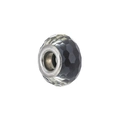 Faceted black resin charm bead with S925 silver core for European charm bracelets - Style 35 (Black)