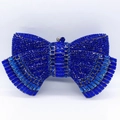 Luxurious blue bow-shaped evening clutch bag encrusted with sparkling navy blue rhinestones - Sapphire Blue
