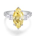 Luxuriöser Ring aus 925er Silber mit großem marquise-gelbem Stein und Diamanten - US 5 / Gelber Zirkonia