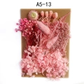 Pink DIY dried flower arrangement kit with hydrangea and bunny tail grass on A5 kraft card - Flower Pack No.13