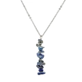 Detailed view of silver necklace featuring stacked blue lapis lazuli stones and colorful cubic zirconia - Lapis Lazuli Necklace