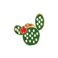 Green cactus enamel pin with red flower and gold plating for creative plant lovers - Gold Edge Green Cactus (C2006)