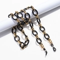 Bohemian acrylic eyeglass chain featuring black oval links and golden metal ring connectors - Color 14 (Black)