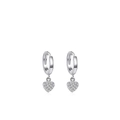 Elegante S925 Sterling Silber Creolen mit funkelnden herzförmigen Zirkonia-Anhängern - Silberner Herzstil (RHE688S)