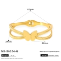 Detailed measurement view of golden butterfly bangle with 62mm inner diameter specification - Gold Butterfly Shape Style (NB-B6324-G)