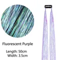 Fluorescent purple tinsel hair extension with black BB clip and 50cm length - Fluorescent Purple