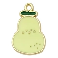 Pear shaped alloy pendant with light green enamel finish and golden metal hook - Pear 22x15mm